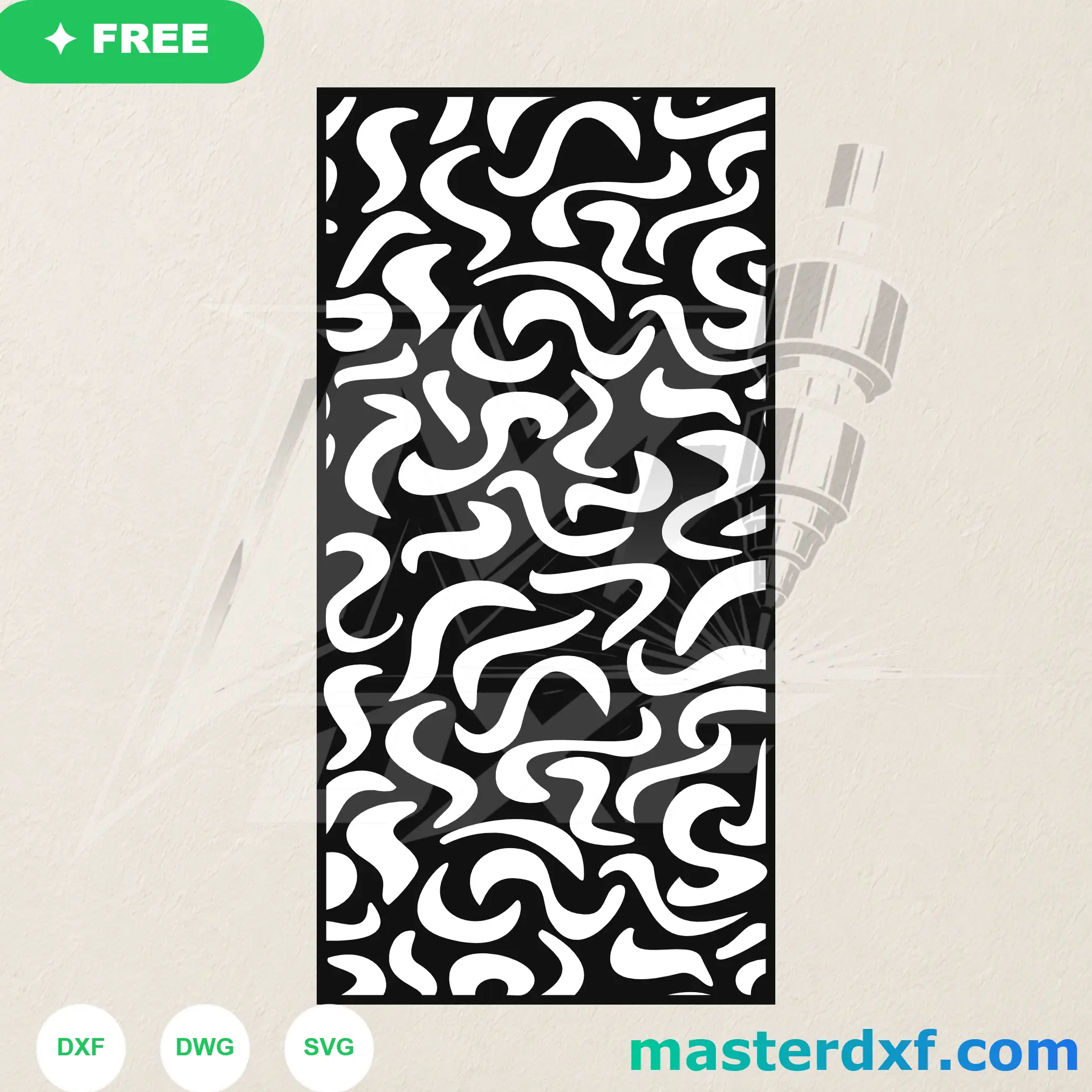 Abstract Wave Swirl DXF Pattern for Contemporary Panels DXF File